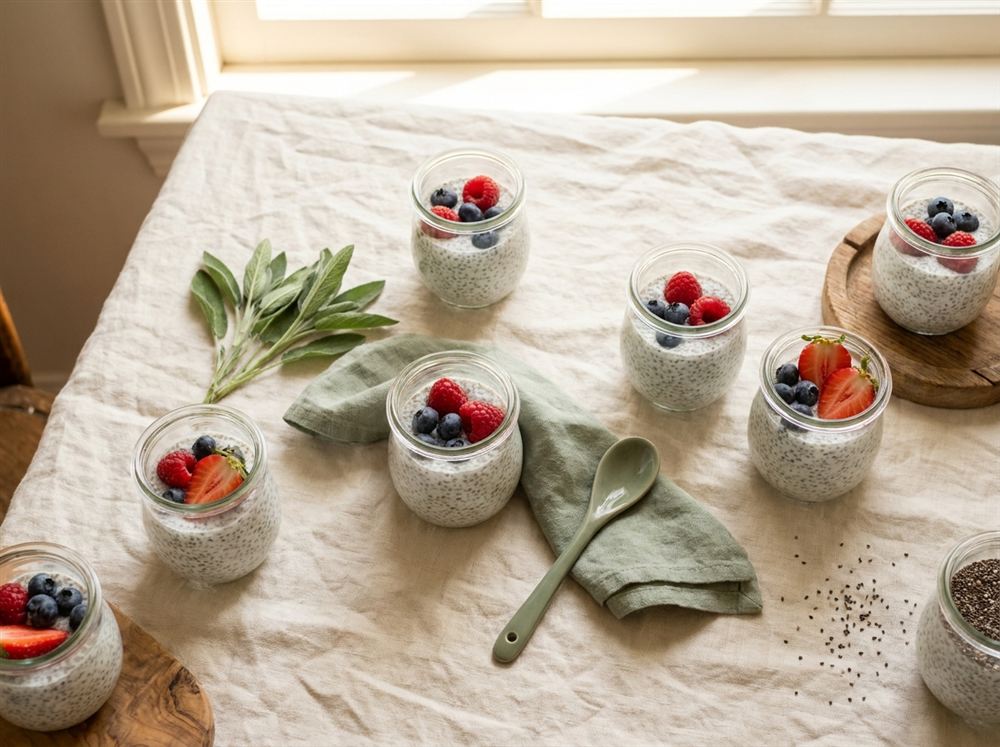 Chia seed pudding with berries