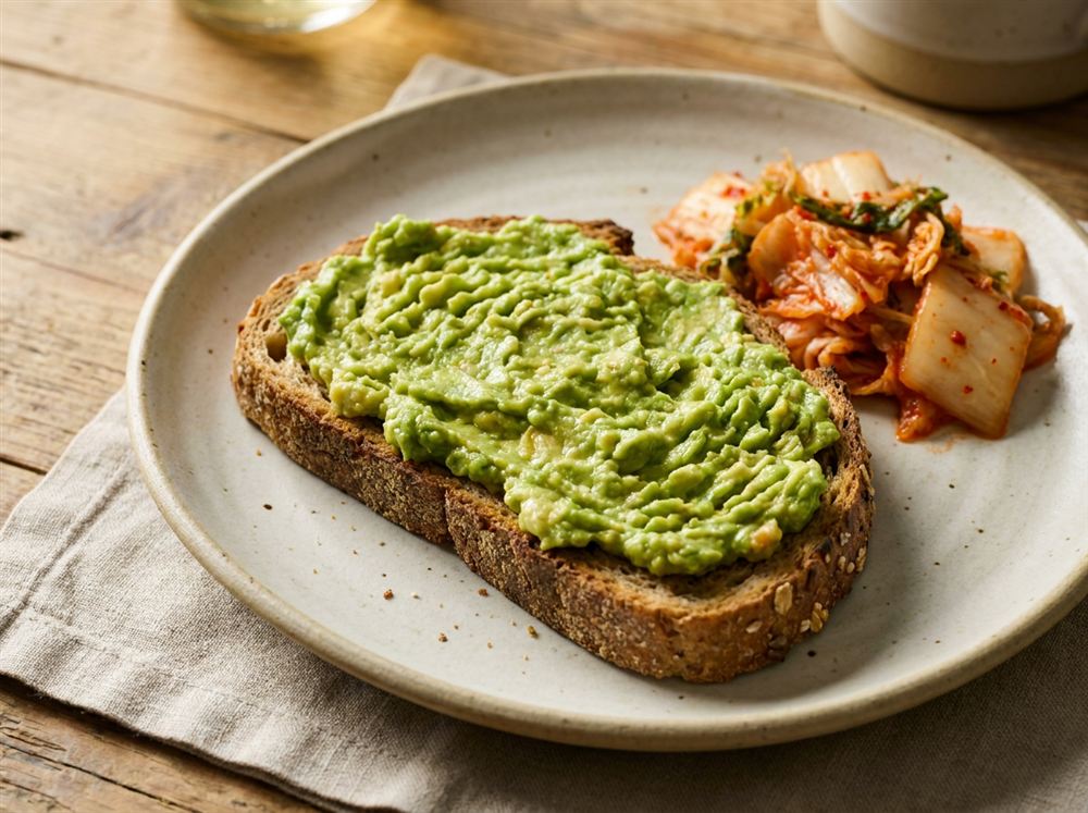 Avocado toast with kimchi